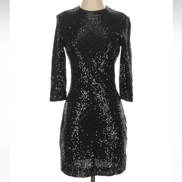 Cache Dresses & Skirts - Vintage Cache Black Sequin Formal Dress Mock Neck Cocktail Holiday Y2K Size XS